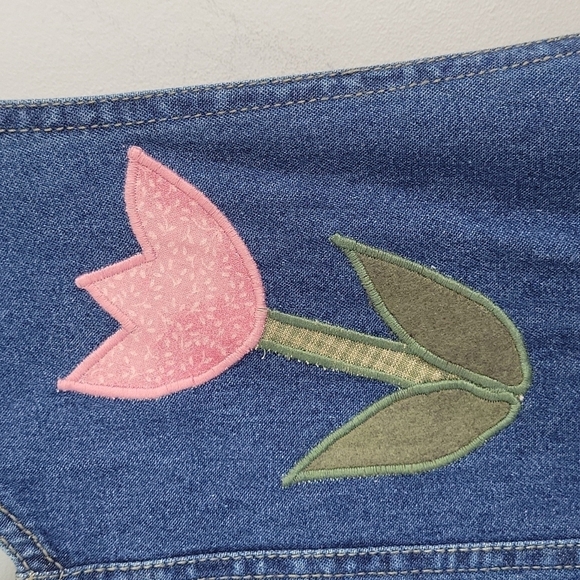 Vintage Denim overalls dress with Bunny Rabbit Applique size Medium - Picture 10 of 14